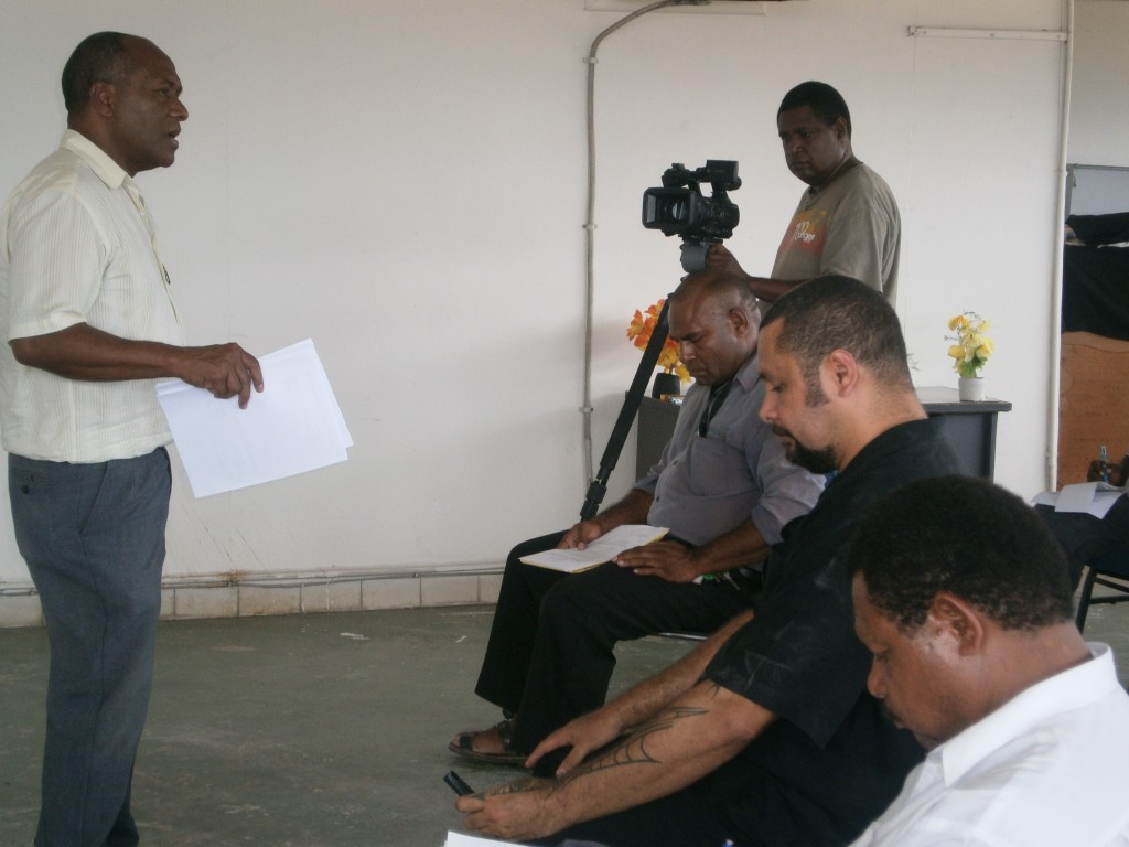 Professor Chalapan Kaluwin speaking to the group and making a point to stop seabed mining.